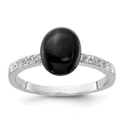 Onyx .2Wt White Topaz Ring Sterling Silver Rhodium-Plated QR7586, MPN: QR7586,