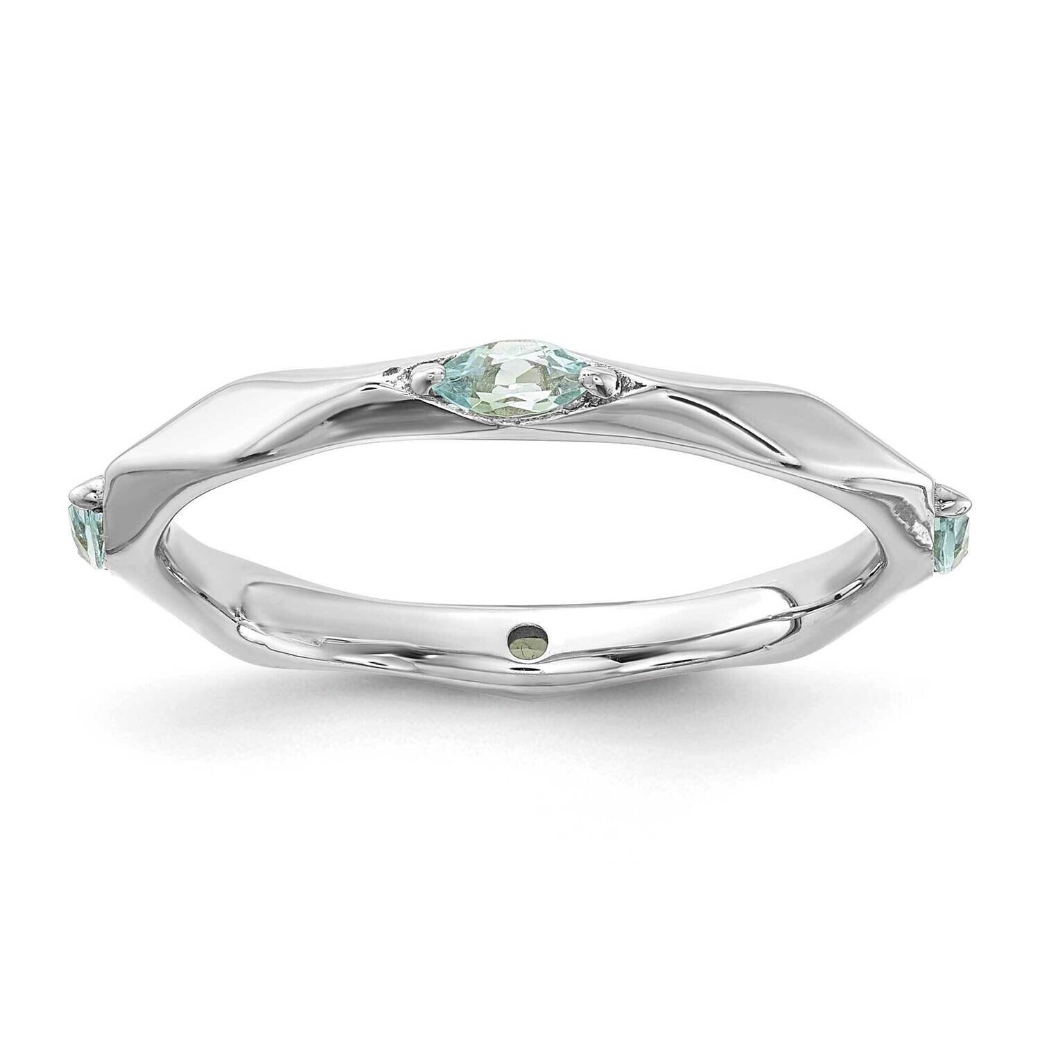 Stackable Expressions Rhodium-Plated Aquamarine Ring Sterling Silver QSK2230, MPN: QSK2230, 8839575…