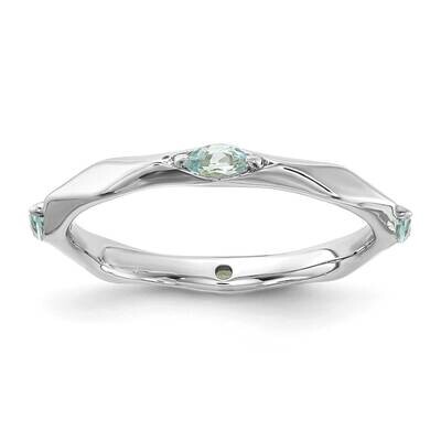Stackable Expressions Rhodium-Plated Aquamarine Ring Sterling Silver QSK2230, MPN: QSK2230, 8839575…