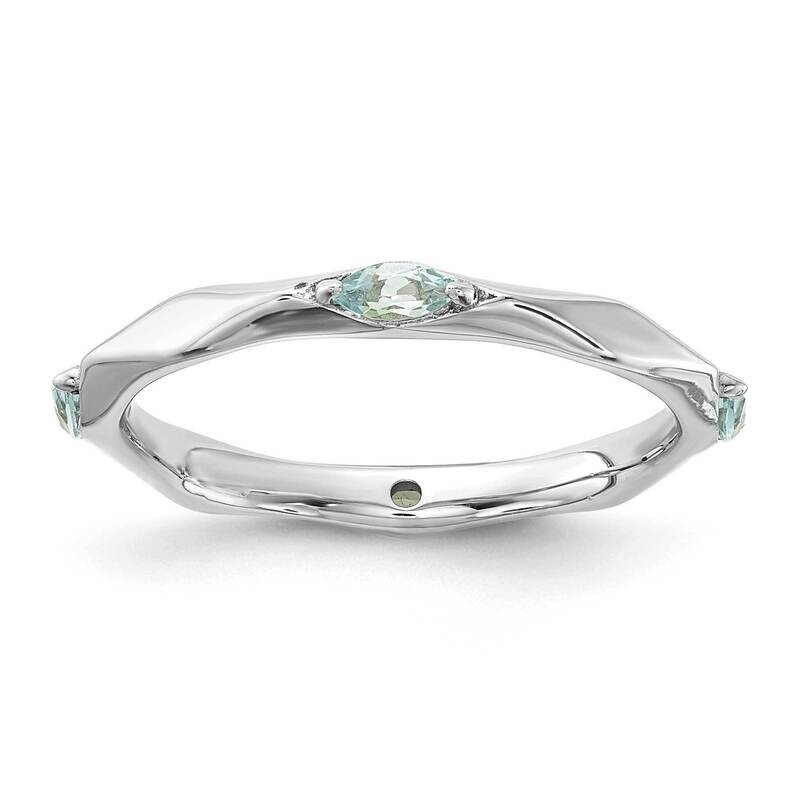 Stackable Expressions Rhodium-Plated Aquamarine Ring Sterling Silver QSK2230