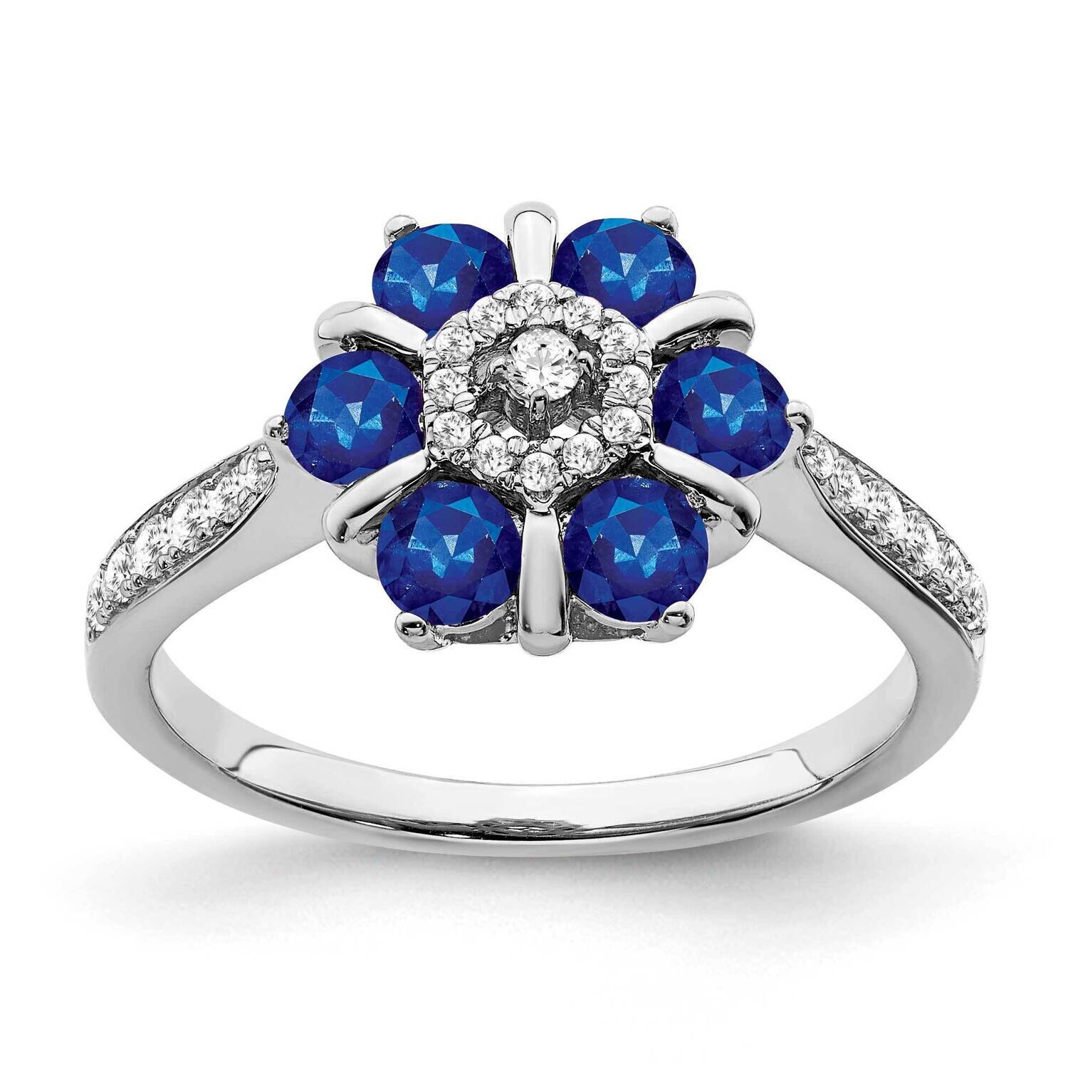 Sapphire Diamond Floral Ring 14k White Gold RM7192-SA-022-WA