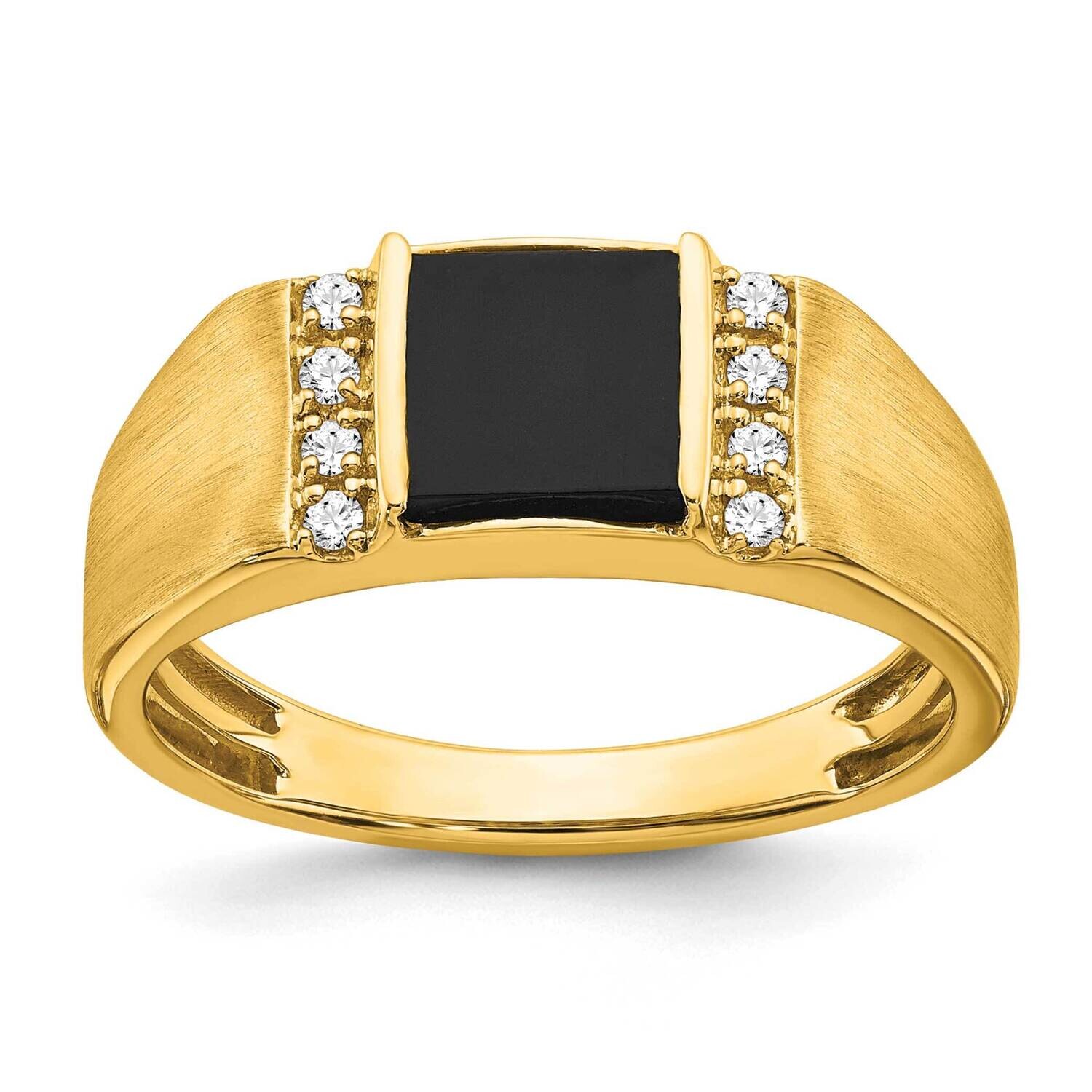 Square Onyx Diamond Mens Ring 14k Gold RM7480-OX-012-YA, MPN: RM7480-OX-012-YA, 196904094969