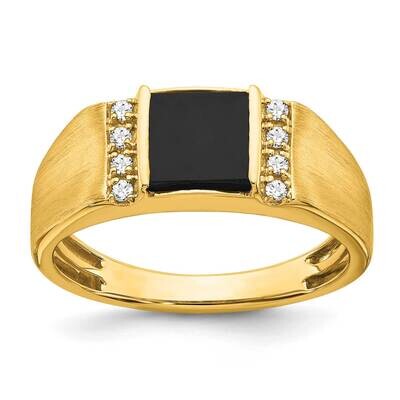 Square Onyx Diamond Mens Ring 14k Gold RM7480-OX-012-YA, MPN: RM7480-OX-012-YA, 196904094969