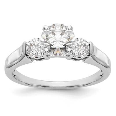 3-Stone Holds 1 Carat 6.5mm Round Center 2-3.7mm Round Sides Engagement Ring Mounting 14k White Gol…