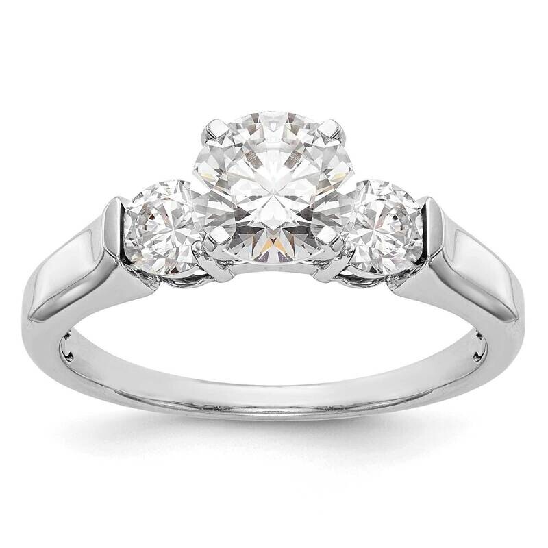 3-Stone Holds 1 Carat 6.5mm Round Center 2-3.7mm Round Sides Engagement Ring Mounting 14k White Gold RM2961E-100_044-CWAA