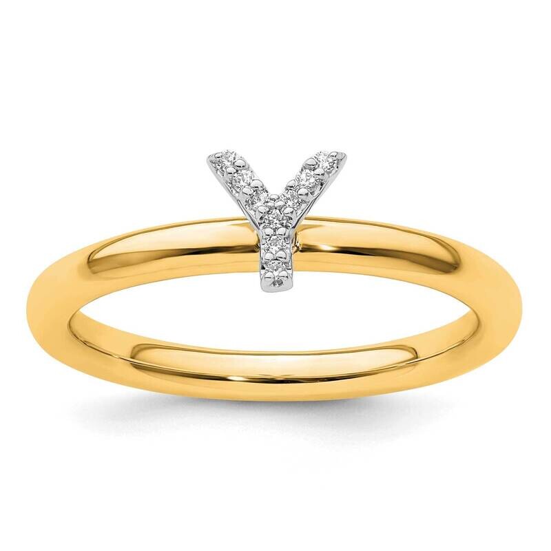 Stackable Diamond Initial Y Ring 14k Gold SK2112YY