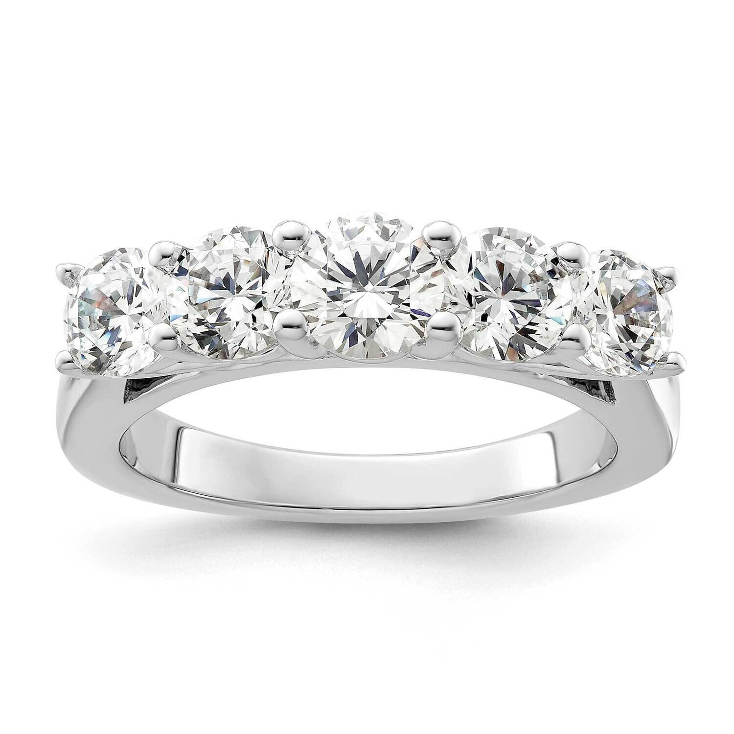5-Stone Shared Prong Holds 1-5.2 2-4.8 2-4.6mm Round Diamond Band Ring Mounting 14k White Gold RM31…