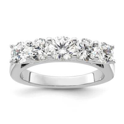 5-Stone Shared Prong Holds 1-5.2 2-4.8 2-4.6mm Round Diamond Band Ring Mounting 14k White Gold RM31…