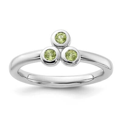 Peridot Ring Sterling Silver Rhodium-Plated QR7439PE, MPN: QR7439PE,