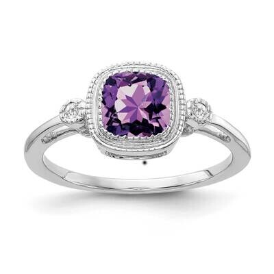 Cushion Amethyst Diamond Ring 14k White Gold RM3665-AM-003-WA, MPN: RM3665-AM-003-WA, 886774526133