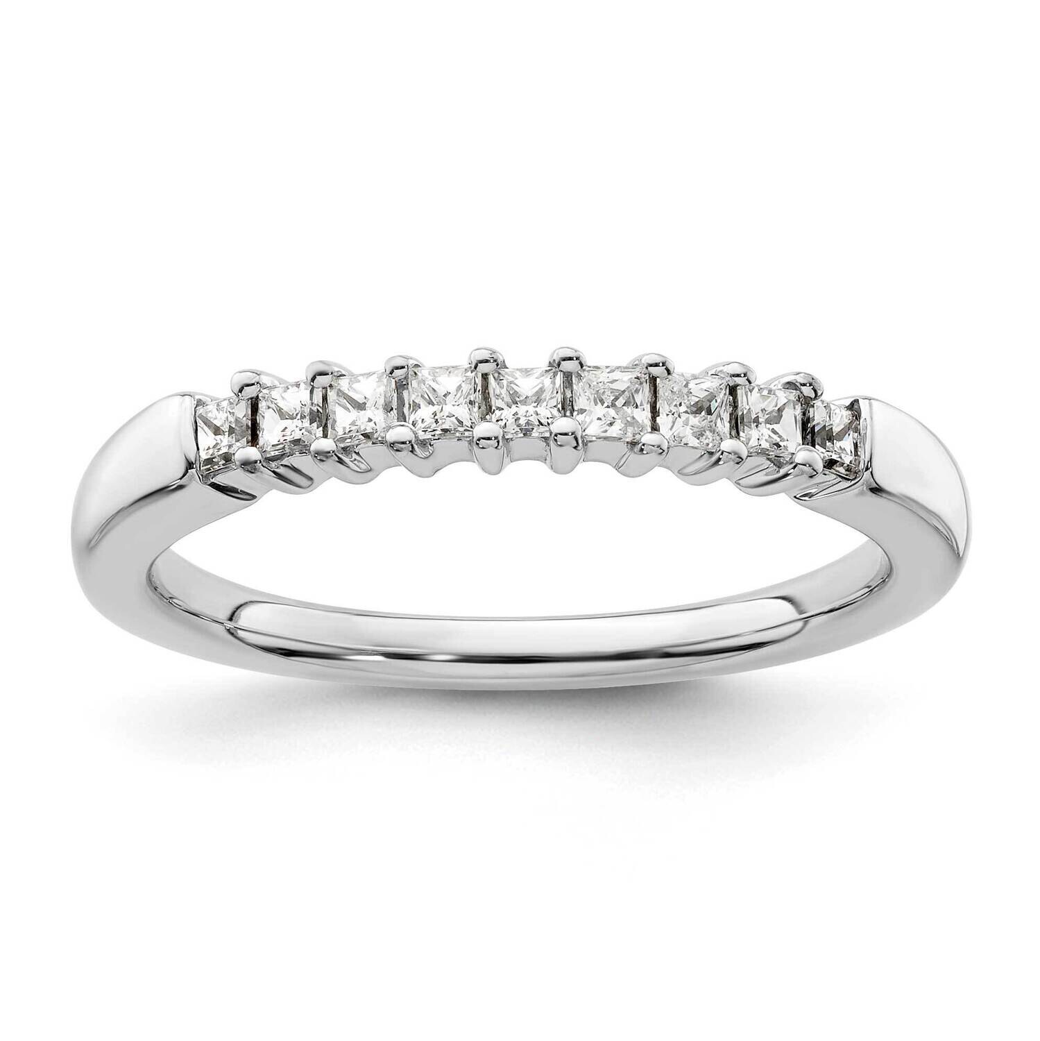 9-Stone Shared Prong Holds 9-1.8mm Princess Diamond Band Ring Mounting 14k White Gold RM3189B-036-W…