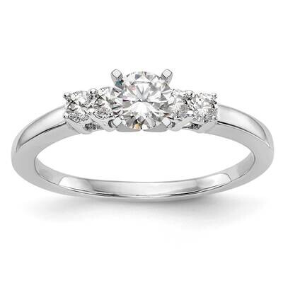 5-Stone Peg Set Center Holds 2-2.4mm/2-2.3mm Round Sides Engagement Ring Mounting 14k White Gold RM…
