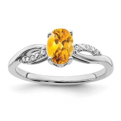 Oval Citrine Diamond Ring 14k White Gold RM6146-CI-005-WA, MPN: RM6146-CI-005-WA, 191101814907