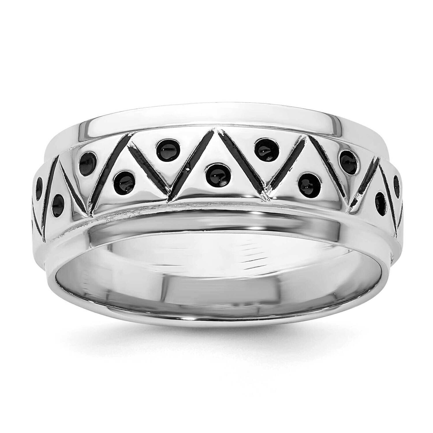 Antiqued 9mm Zig Zag BRing Sterling Silver Rhodium-Plated QR7528, MPN: QR7528,