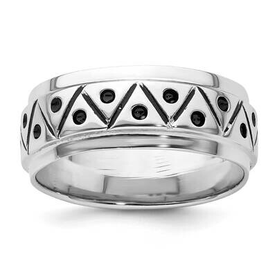 Antiqued 9mm Zig Zag BRing Sterling Silver Rhodium-Plated QR7528, MPN: QR7528,