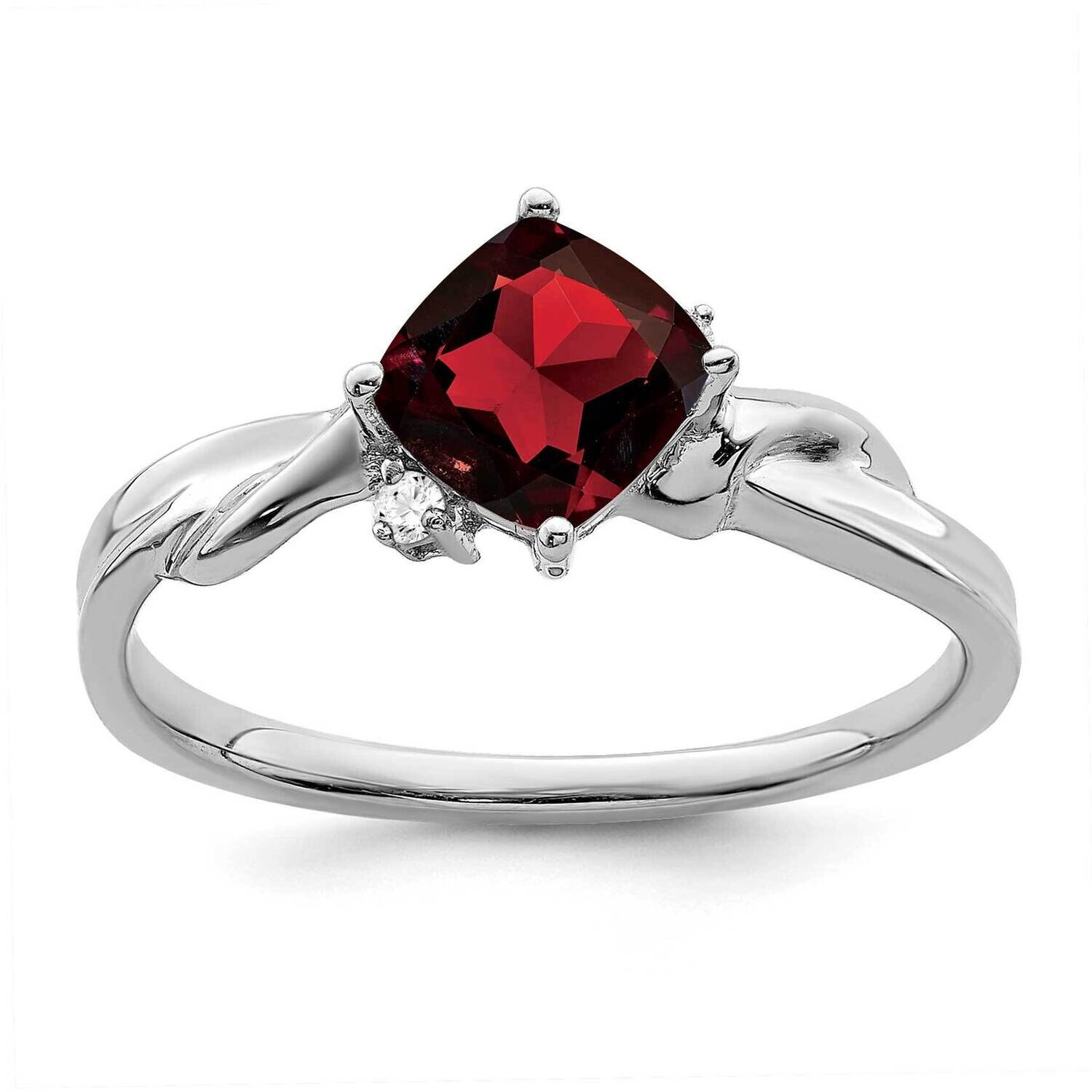 Cushion Garnet Diamond Ring 14k White Gold RM7167-GA-003-WA