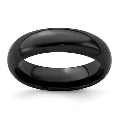 Edward Mirell Black Ti Polished Domed 6mm Band Titanium EMR123-6MM, MPN: EMR123-6MM,