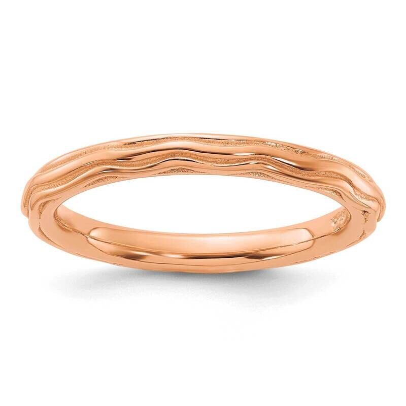 Stackable Expressions Rose Gold-Plated Wave Design Ring Sterling Silver QSK2225