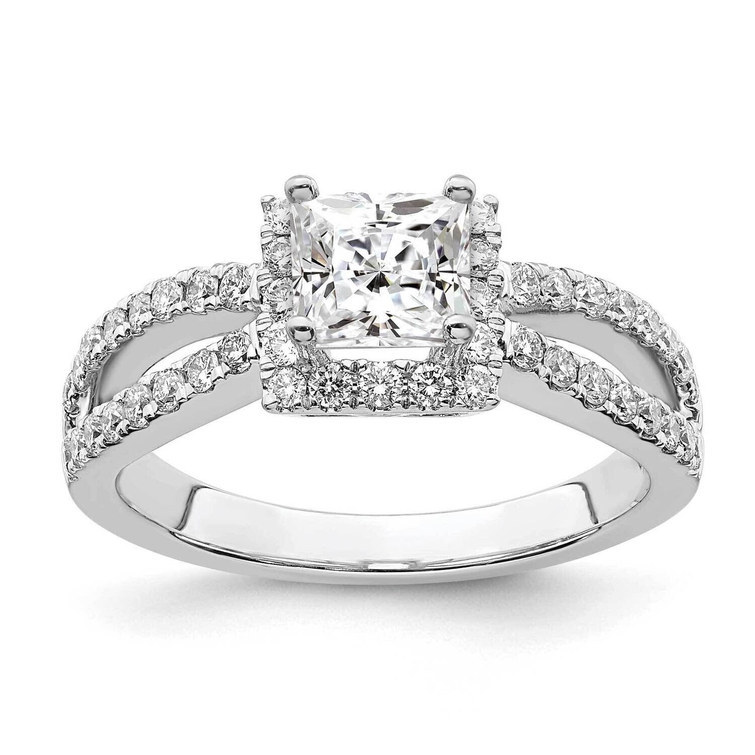 True Origin 5/8 Carat Diamond Vs/Si D E F Semi Mount Princess Halo Engagement Ring 14k White Gold RM2304E-050-WAA