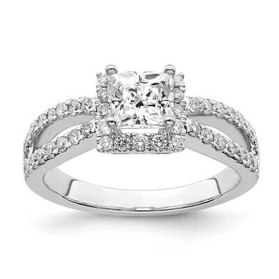True Origin 5/8 Carat Diamond Vs/Si D E F Semi Mount Princess Halo Engagement Ring 14k White Gold R…