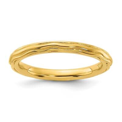 Stackable Expressions Gold-Plated Wave Design Ring Sterling Silver QSK2227, MPN: QSK2227,
