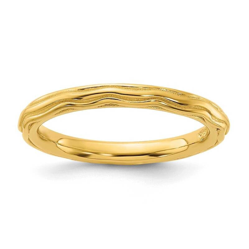 Stackable Expressions Gold-Plated Wave Design Ring Sterling Silver QSK2227