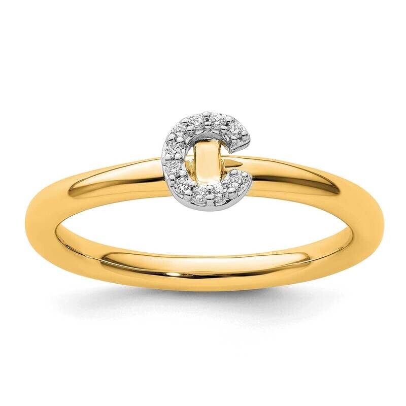 Stackable Diamond Initial C Ring 14k Gold SK2112CY
