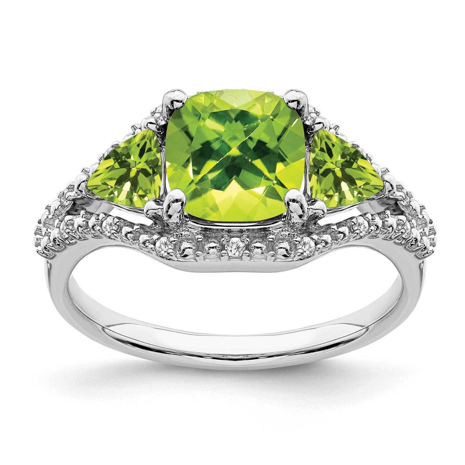 3 Stone Peridot Diamond Ring 10k White Gold RM7159-PE-007-1WA, MPN: RM7159-PE-007-1WA, 191101819827