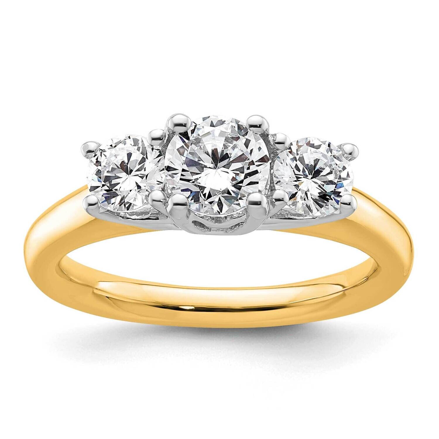3-Stone Holds 3/4 Carat 5.80mm Round Center 2-4.6mm Round Sides Engagement Ring Mounting 14k Two-To…