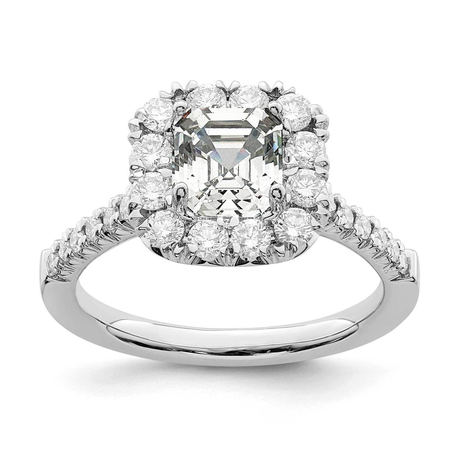 True Origin 3/4 Carat Diamond Vs/Si D E F Semi Mount Ascher Halo Engagement Ring 14k White Gold RM2060E-150-WAA