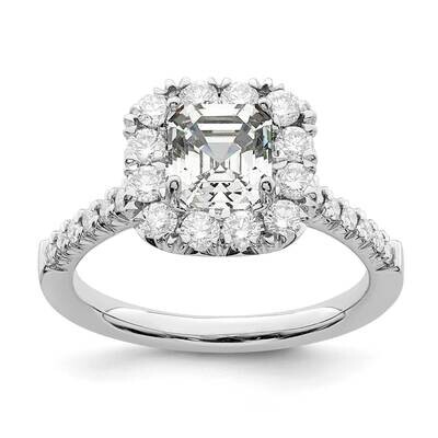 True Origin 3/4 Carat Diamond Vs/Si D E F Semi Mount Ascher Halo Engagement Ring 14k White Gold RM2…