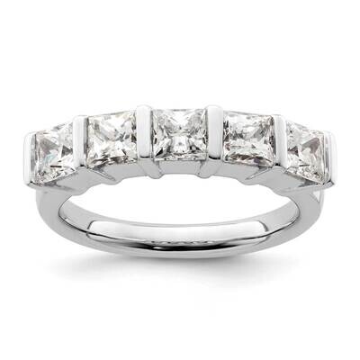 5-Stone Half-Bezel Holds 5-3.8mm Princess Diamond Band Ring Mounting 14k White Gold RM3180B-150-WAA…