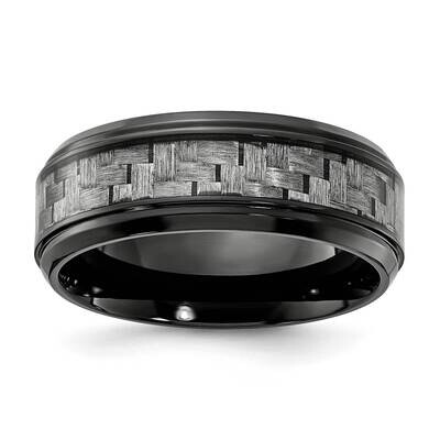 Chisel Black Polished Grey Carbon Fiber Inlay 8.00mm Band Titanium TB500 by Chisel, MPN: TB500, 883…