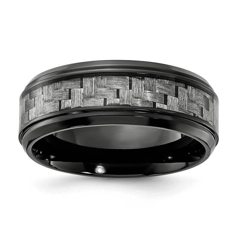 Chisel Black Polished Grey Carbon Fiber Inlay 8.00mm Band Titanium TB500