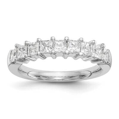 9-Stone Shared Prong Holds 9-2.8mm Princess Diamond Band Ring Mounting 14k White Gold RM3189B-125-W…