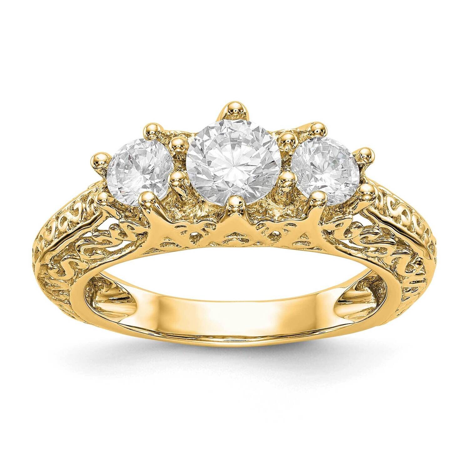3-Stone Diamond Engagement Ring Mounting 14k Gold RM2983E-050-YAA, MPN: RM2983E-050-YAA,