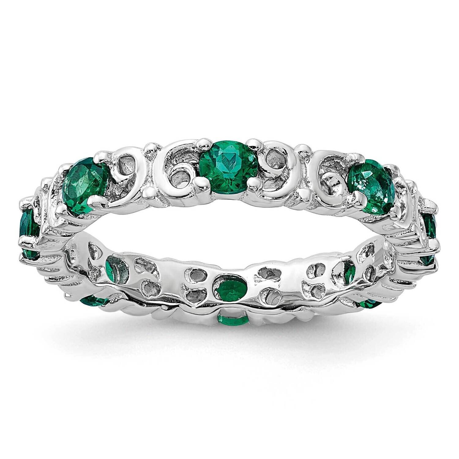 Stackable Expressions Created Emerald Ring Sterling Silver QSK1220