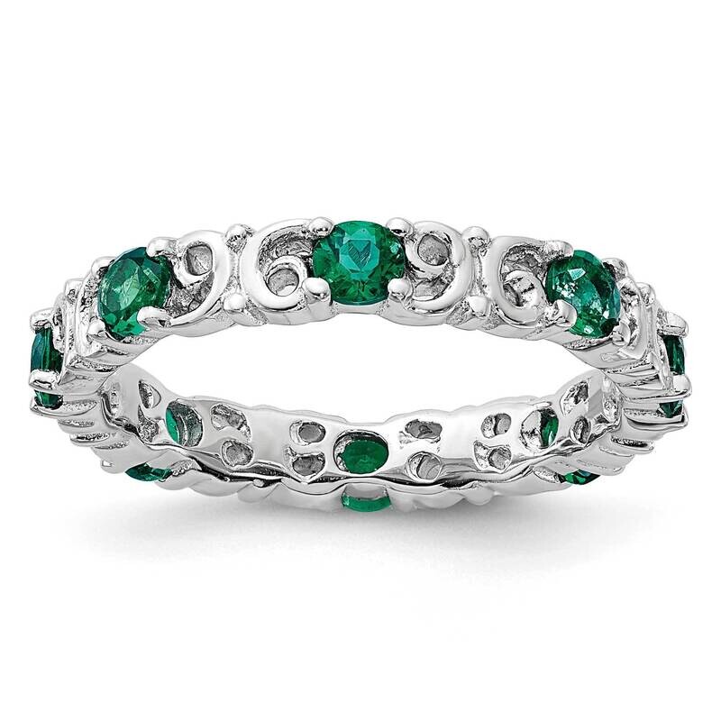 Stackable Expressions Created Emerald Ring Sterling Silver QSK1220