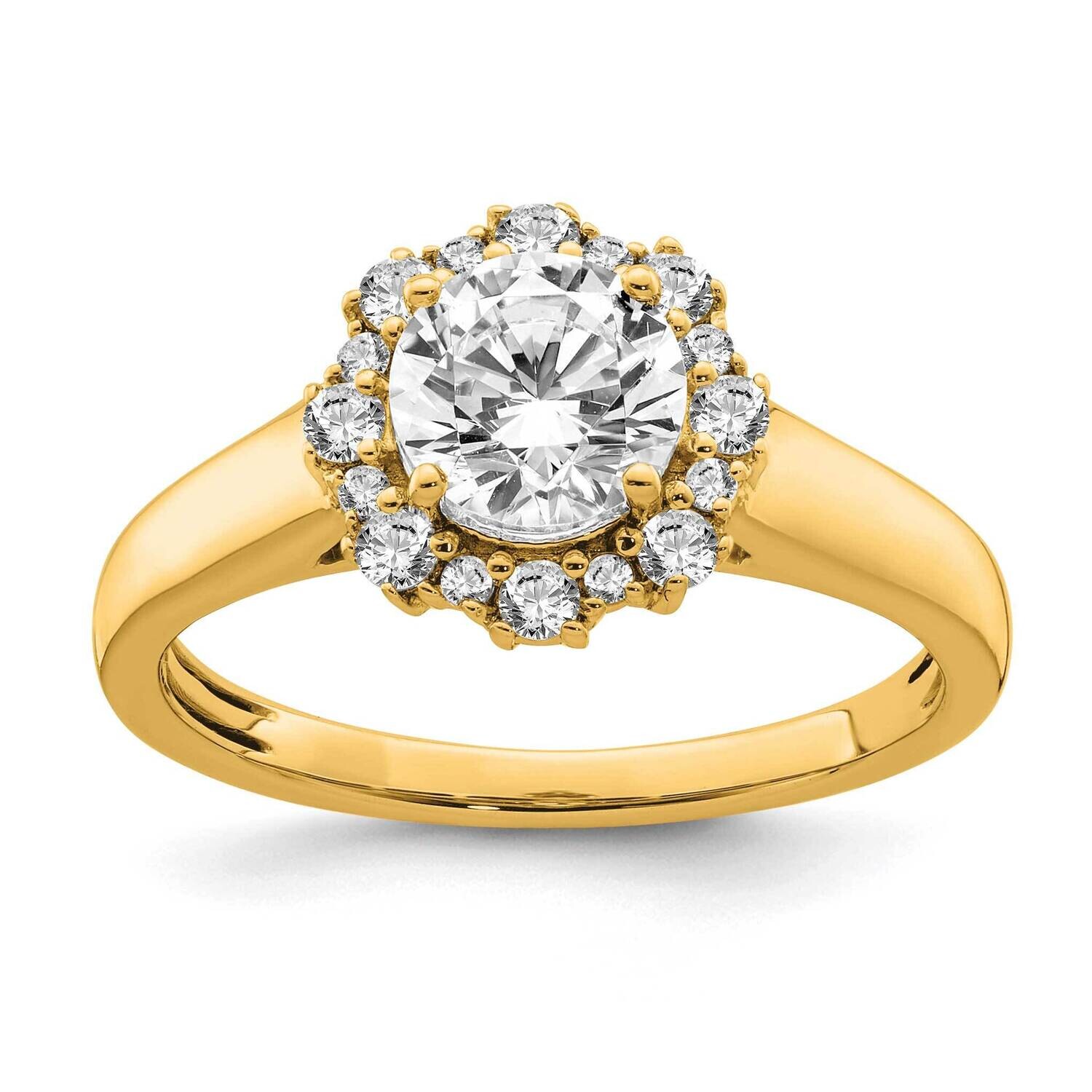 True Origin 1/4 Carat Diamond Vs/Si D E F Round Semi Mount Fancy Halo Engagement Ring 14k Gold RM6340E-100-YAA