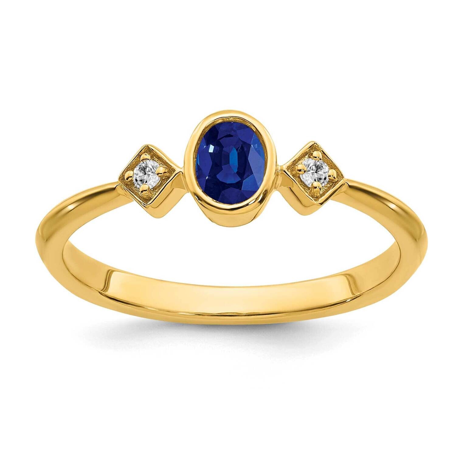 Oval Bezel Sapphire Diamond Ring 14k Gold RM7235-SA-004-YA