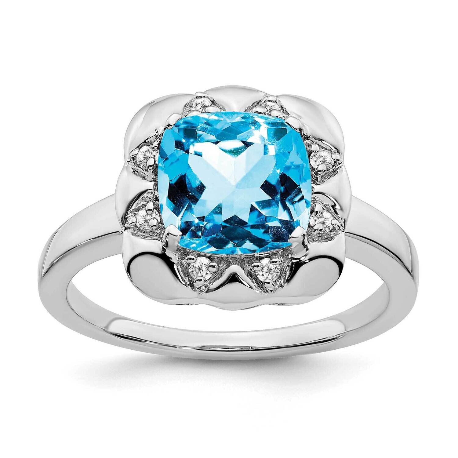 Blue Topaz Diamond Ring 14k White Gold RM7162-BT-008-WA, MPN: RM7162-BT-008-WA, 191101820724