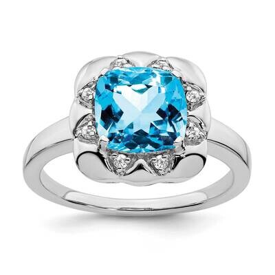 Blue Topaz Diamond Ring 14k White Gold RM7162-BT-008-WA, MPN: RM7162-BT-008-WA, 191101820724