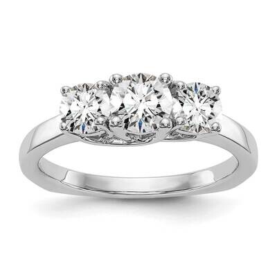 3-Stone Holds 1/2 Carat 5.2mm Round Center 2-4.5mm Round Sides Engagement Ring Mounting 14k White G…