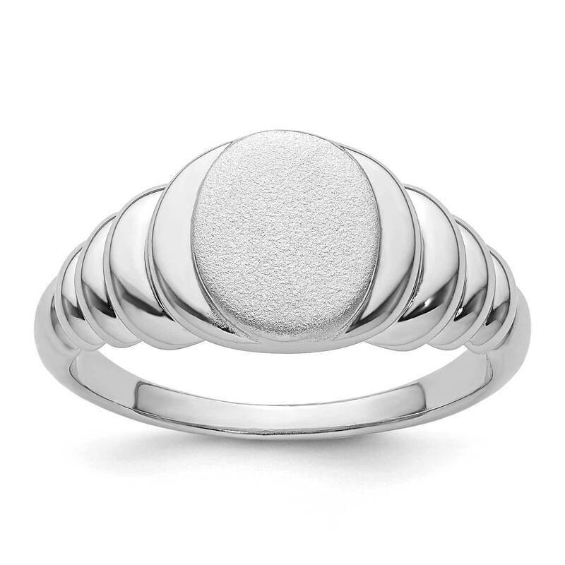 Satin Polished Signet Ring Sterling Silver Rhodium-Plated QR7506