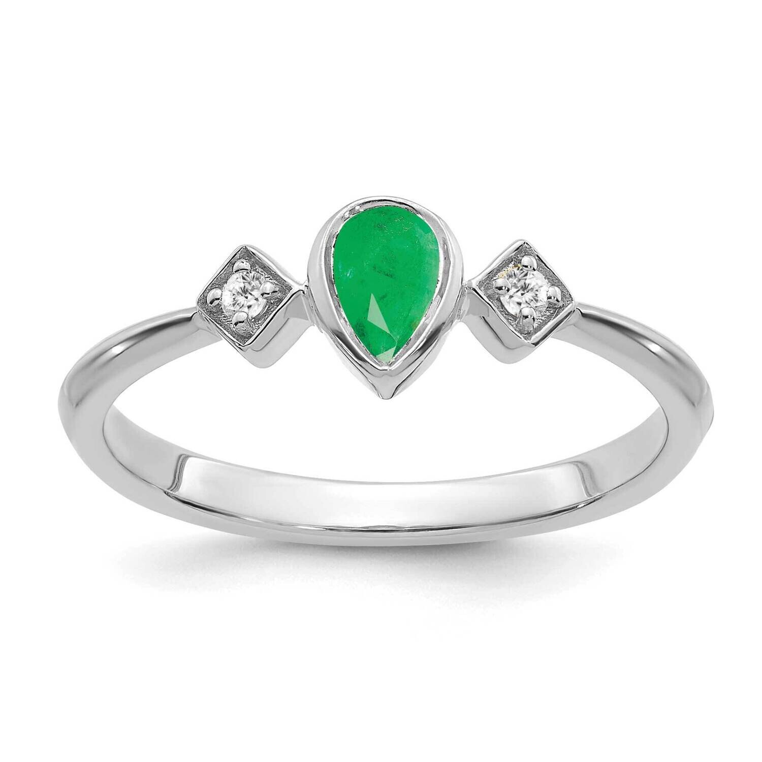 Pear Bezel Emerald Diamond Ring 14k White Gold RM7234-EM-004-WA, MPN: RM7234-EM-004-WA, 191101825163