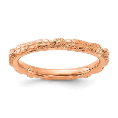 Stackable Expressions Rose Gold-Plated Textured Flowers Ring Sterling Silver QSK2220, MPN: QSK2220,