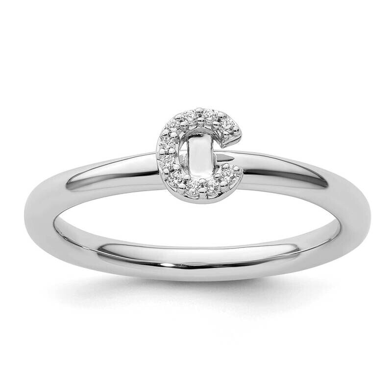 Stackable Diamond Initial C Ring 14k White Gold SK2112CW