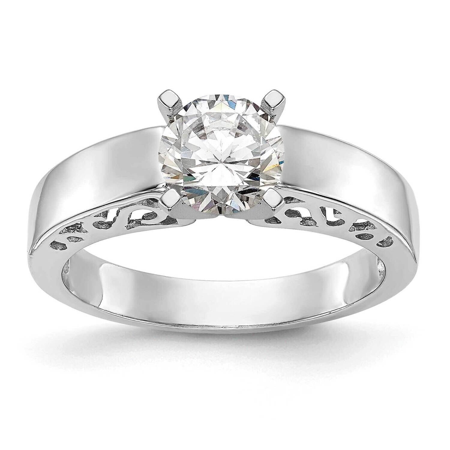 Peg Set Filigree Solitaire Engagement Ring Mounting 14k White Gold RM1987E-CWAA