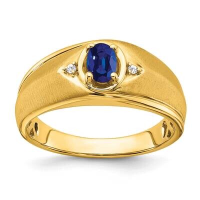 Oval Sapphire Diamond Mens Ring 14k Gold RM7475-SA-002-YA, MPN: RM7475-SA-002-YA, 196904130346