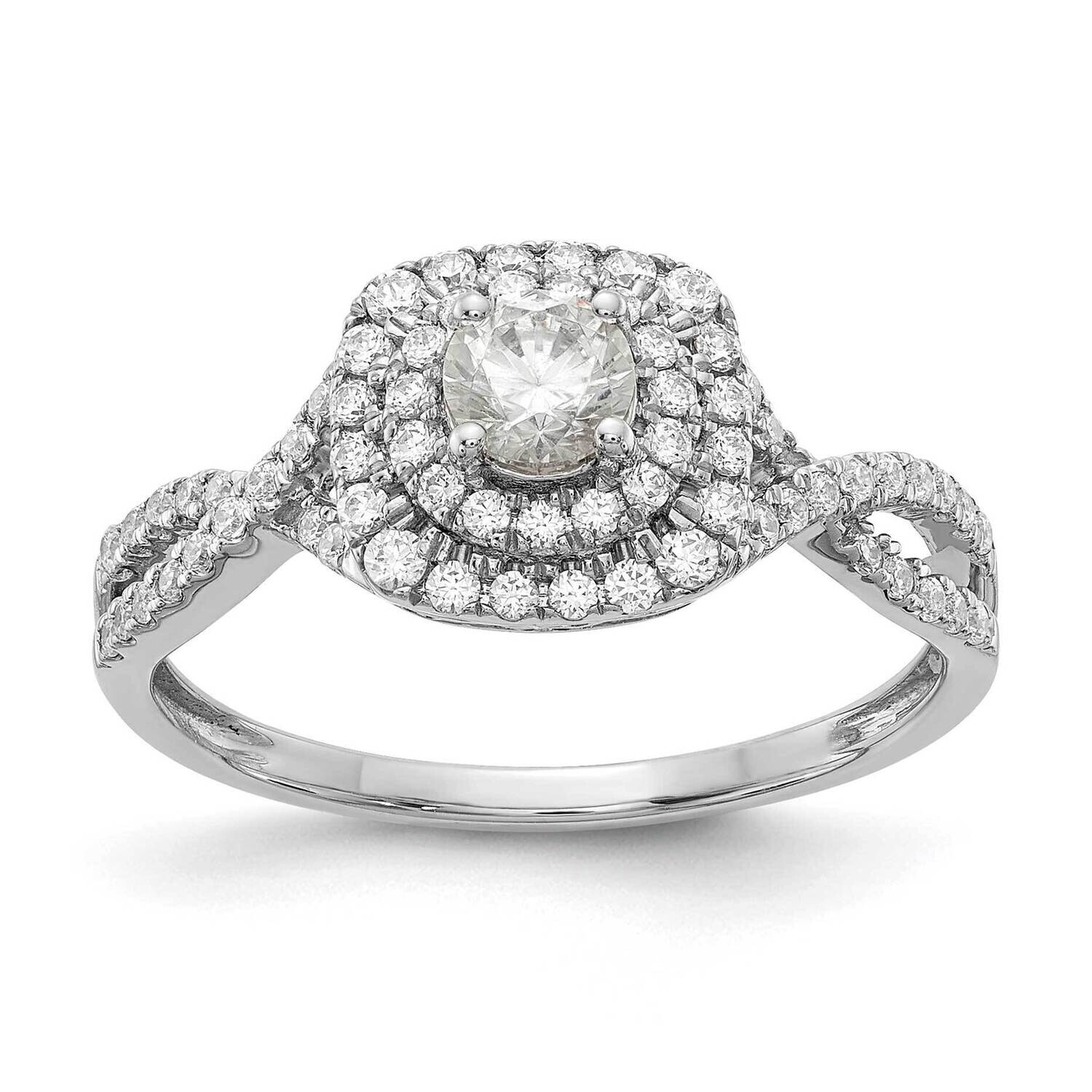 Diamond Double Halo Complete Engagement Ring 14k White Gold RM5905E-033-WAA